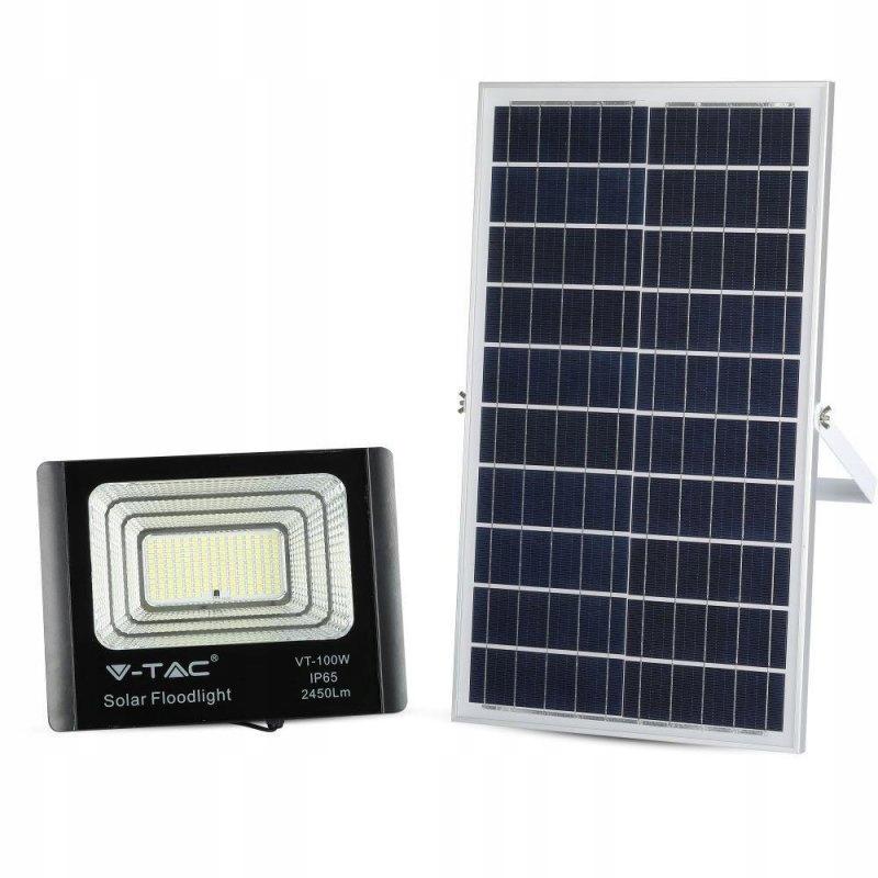 Projektor LED Solarny V-TAC 35W Czarny IP65, Pilot, Timer VT-100W 4000K 245