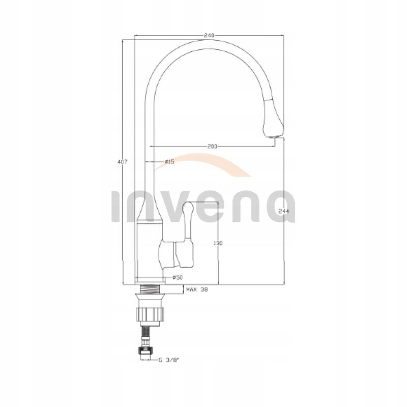 Bateria zlewozmywakowa INVENA PINGO CZARNY-CHROM 48h