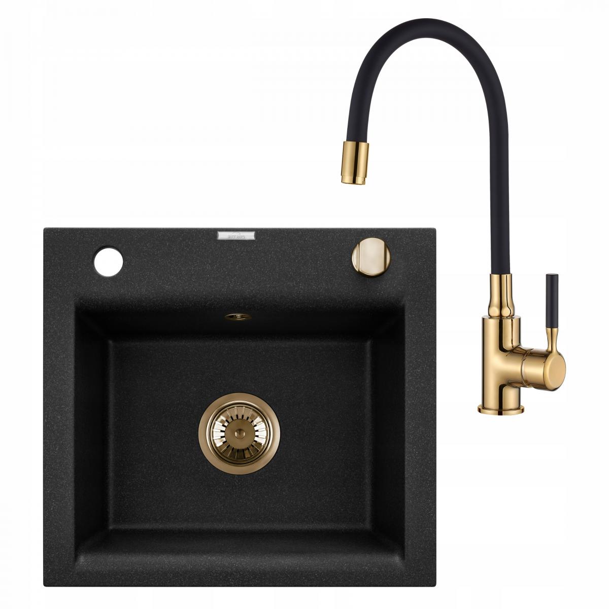 INVENA ZLEWOZ GRANIT 1K TESALIA W ZES ZE ZŁOTĄ BZ GLAMOUR SYF ZŁOTY