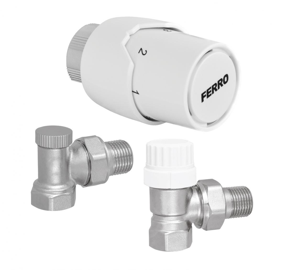 Komplet termostatyczny kątowy 1/2
