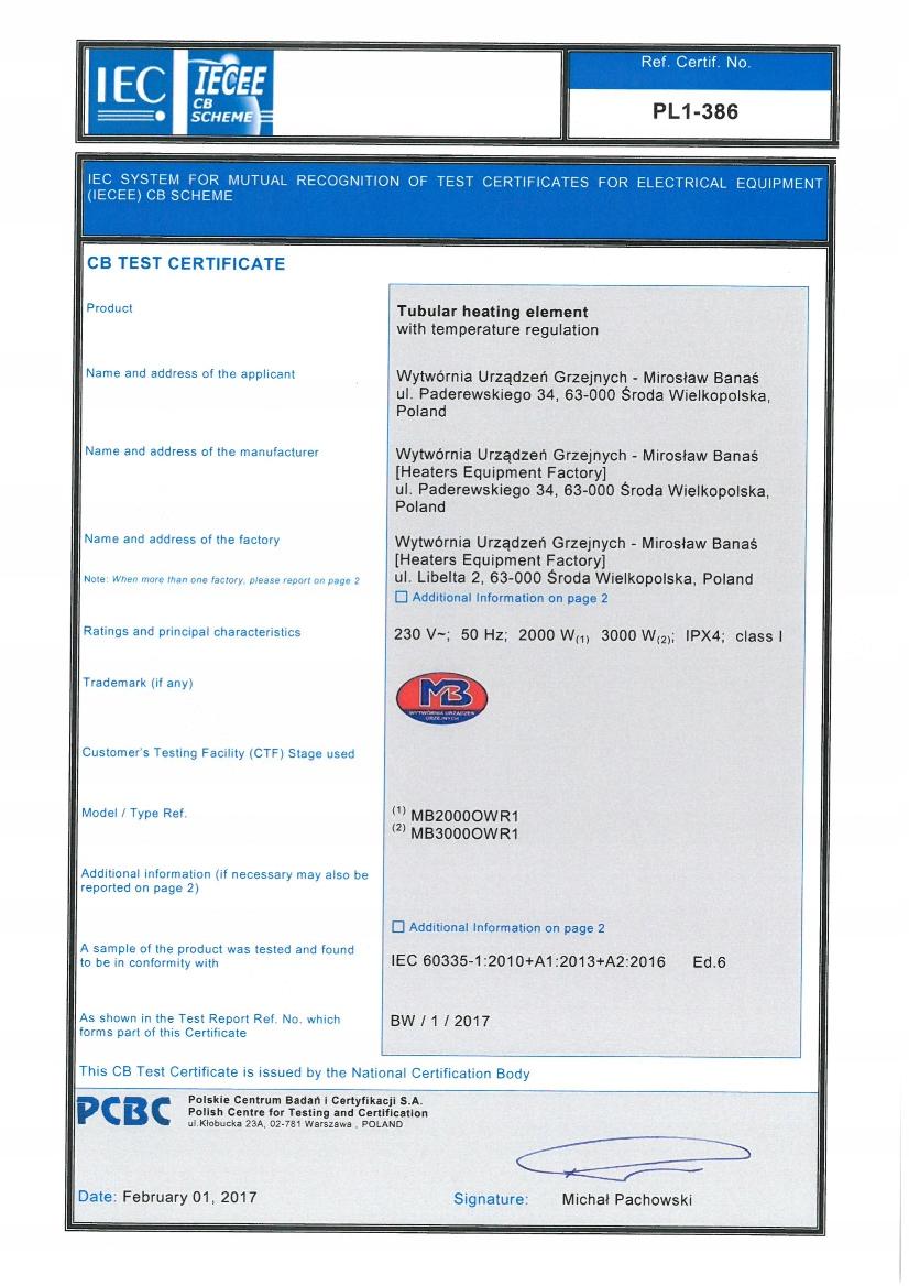 Grzałka elektryczna typ 50 3 kW 230 V 1 1/2 z termostatem KOSPEL GRW-3.0kW