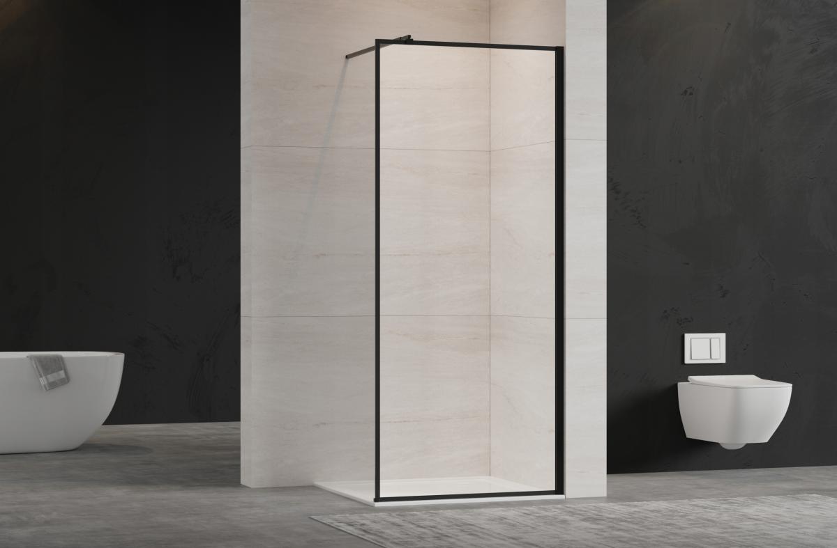 INVENA KABINA WALK-IN II 80X200CM RAMKA 8MM SHINY-GLASS CZARNY