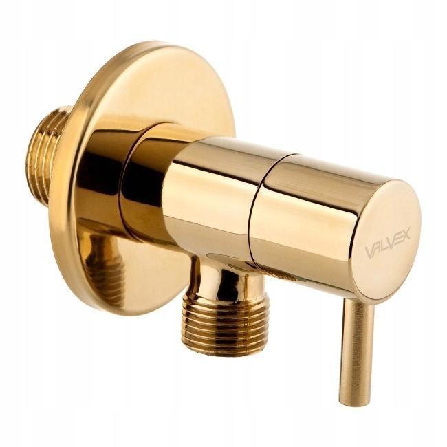 VALVEX Zawór kątowy Vega Gold złoty z głowicą ceramiczną 1 / 2-3 / 8