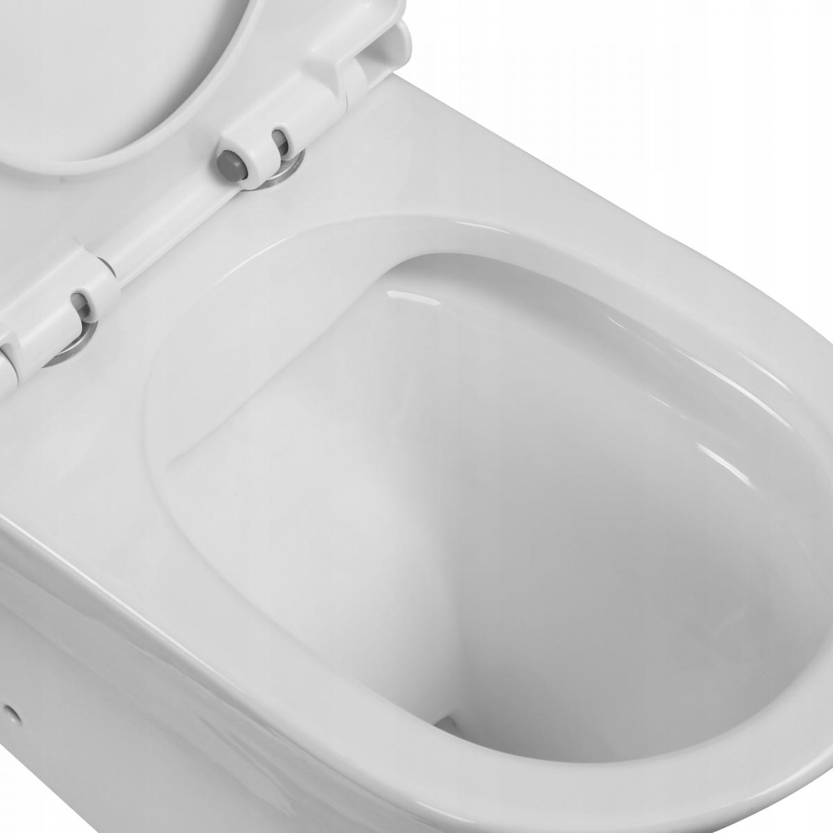 KOMPAKT WC BEZKOŁNIERZ, DOKOS OKRĄG DOLN PODŁ BIAŁY Z DESKĄ WOLNOOPAD