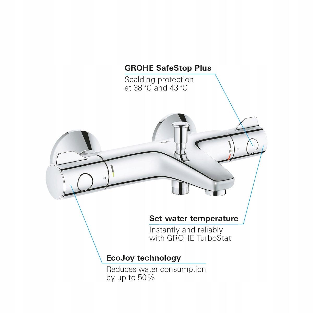 Bateria wannowa Grohe Grohtherm 800 z termostatem