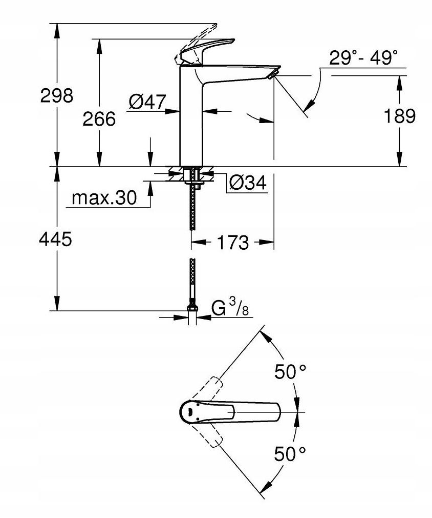 GROHE Bateria umywalkowa Grohe Eurosmart jednouchwytowa, rozmiar XL, chrom