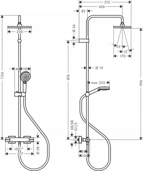 HANSGROHE Zestaw prysznicowy 1 jet HANSGROHE Vernis Shape 230 czarny matowy