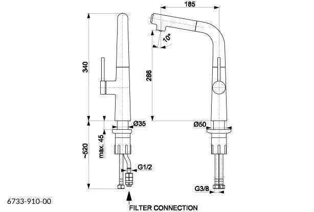 Bateria zlewozmywakowa stojąca ARMATURA KRAKÓW NEDA 1-otw. mosiężna chrom