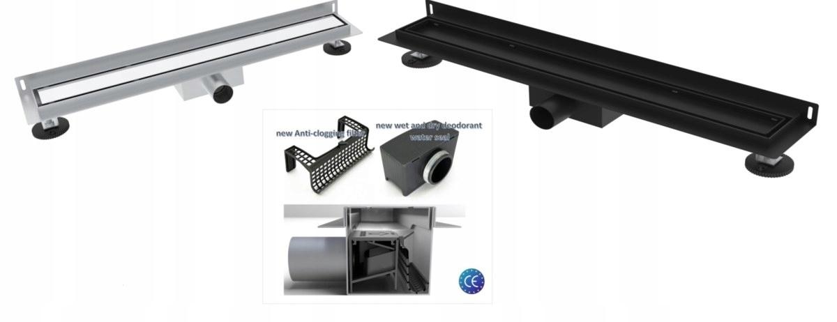 PURUS Odpływ przyścienny WALL 70 Black 2w1