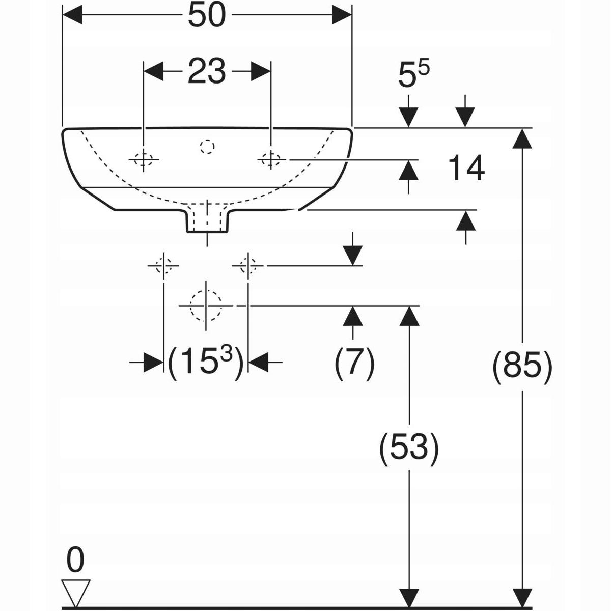 Umywalka kompaktowa Selnova B50 cm, H18 cm, T41 cm, z przelewem, bez otworu