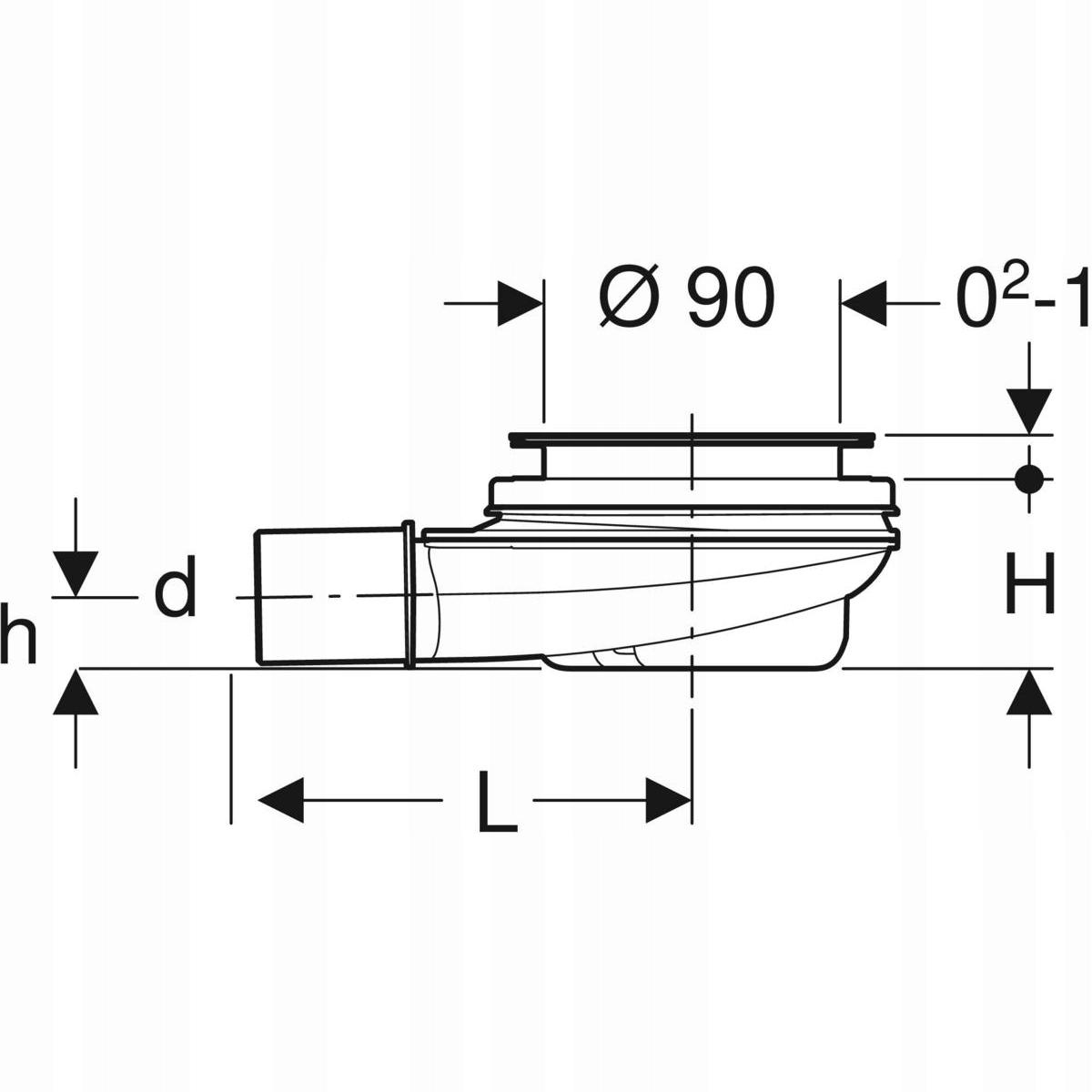 Zestaw odpływowy Geberit d90 H60 h30 Chrom 48h