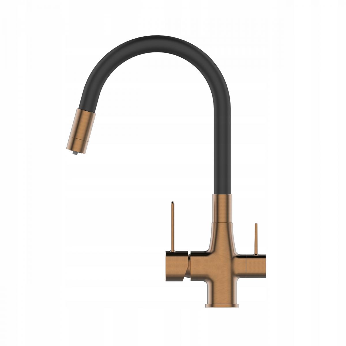 INVENA BATERIA ZLEWOZMYWAKOWA Z FILTREM GLAMOUR TREND, MIEDŹ / CZARNA