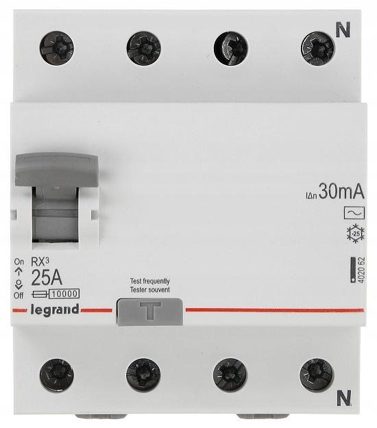 LEGRAND Wyłącznik różnicowoprądowy RX3 4P 25A 30MA TYP AC
