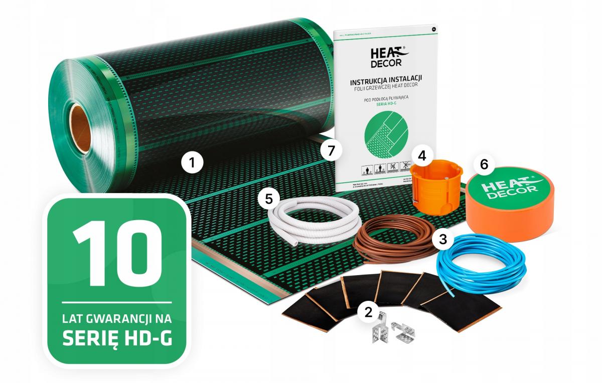 Zestaw folii grzewczej HD-G 140 W/m2 szer 50 cm bez termos konektor BX 10m2