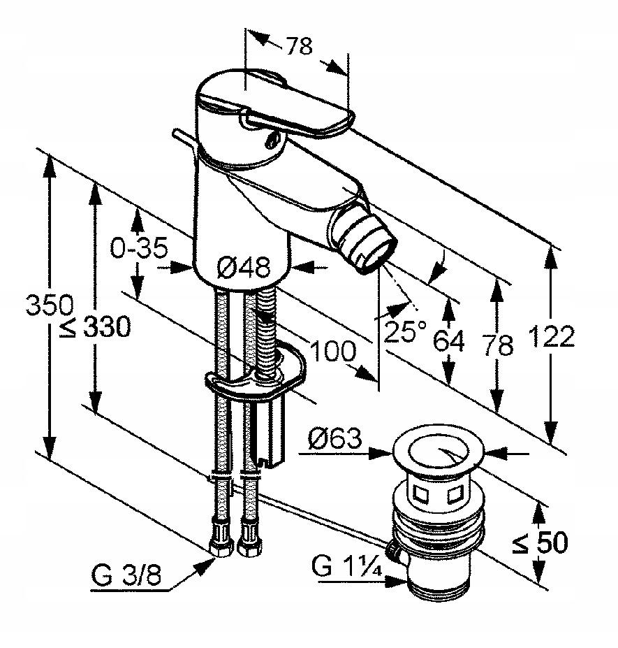 Bateria bidetowa stojąca ROCA NAIA BLACK 1-uchwyt. 1-otw. czarna tytanowa