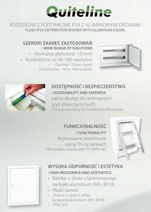 Rozdzielnica podtynkowa 5x24 moduły IP54 DARP-120 QUITELINE