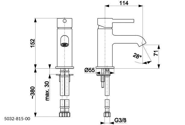 Bateria umywalkowa stojąca ARMATURA KRAKÓW MOZA 1ot mosiężna złota szczotk