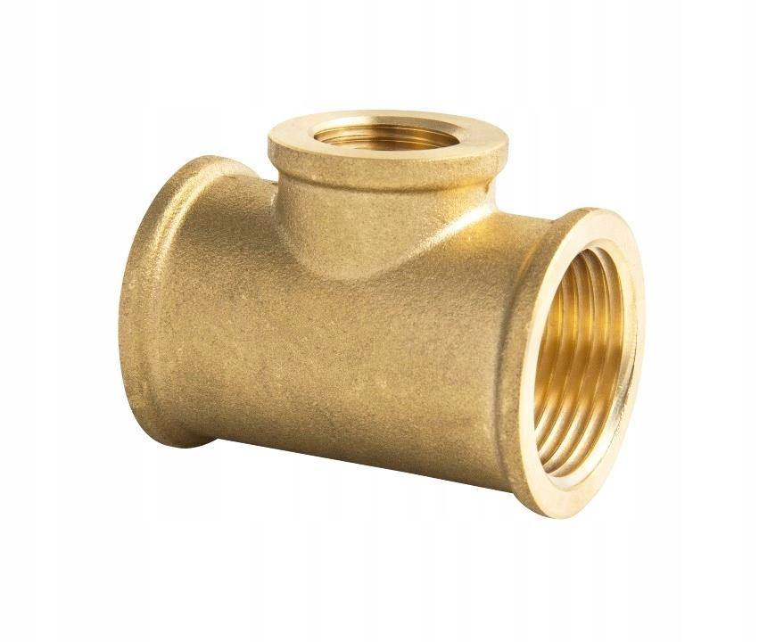 Trójnik redukcyjny mosiężny 1x1/2x1 żółty