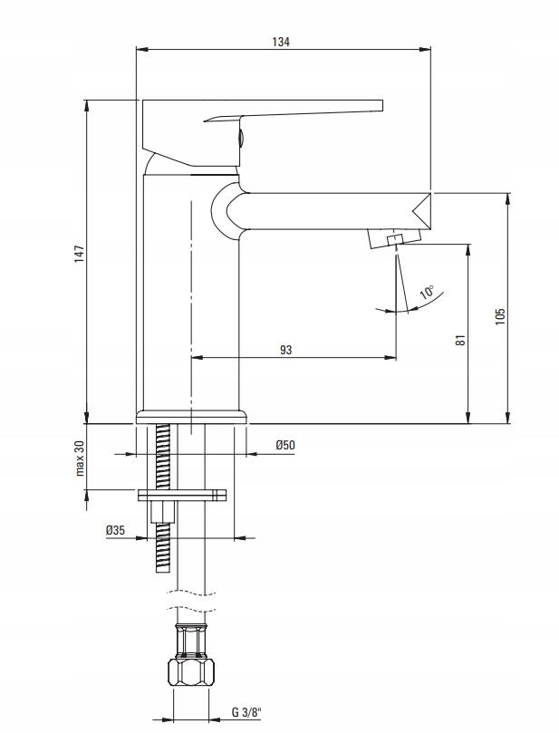 DEANTE Bateria umywalkowa Tubo, chrom