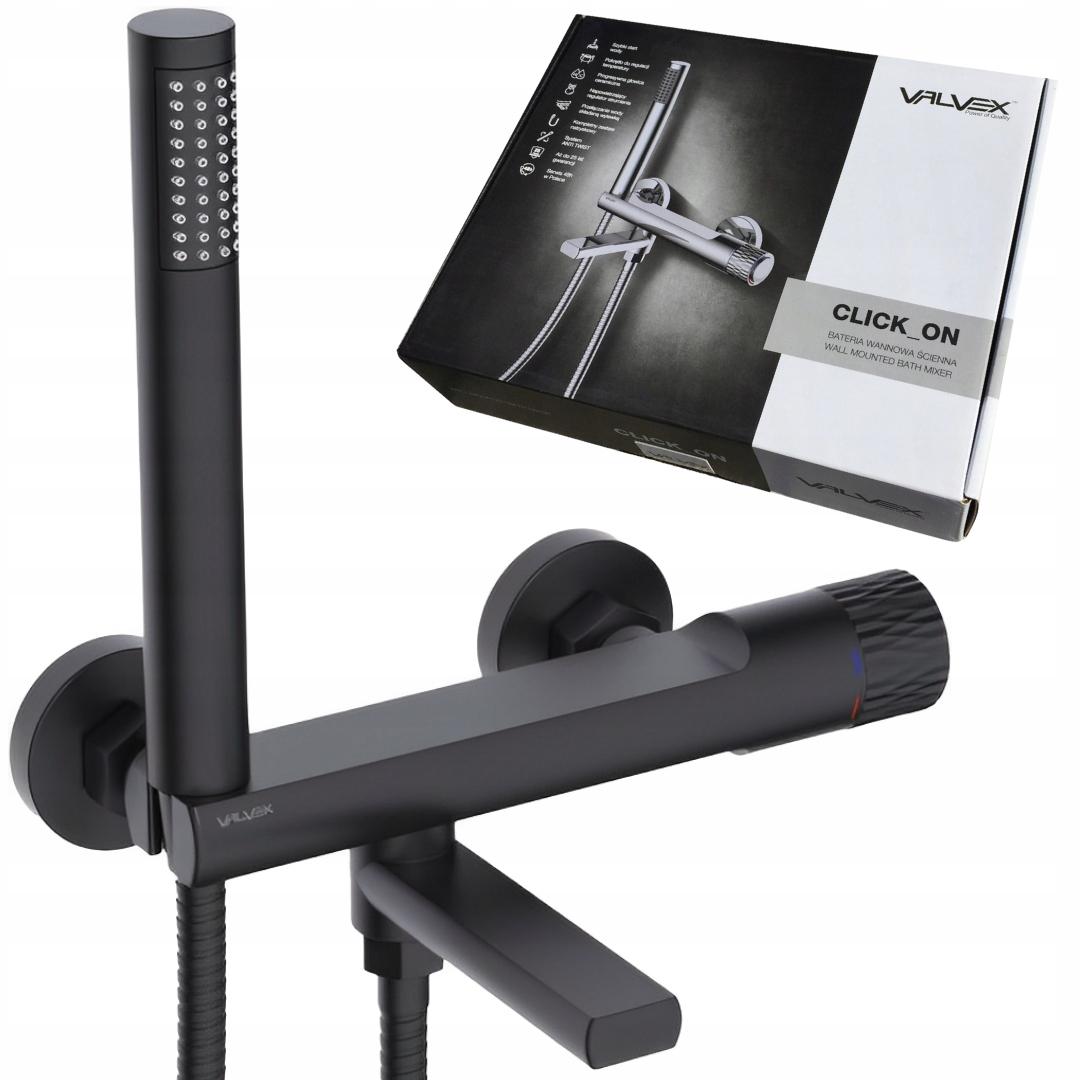 VALVEX DECOR BLACK Bateria wannowa ścienna z akcesoriami