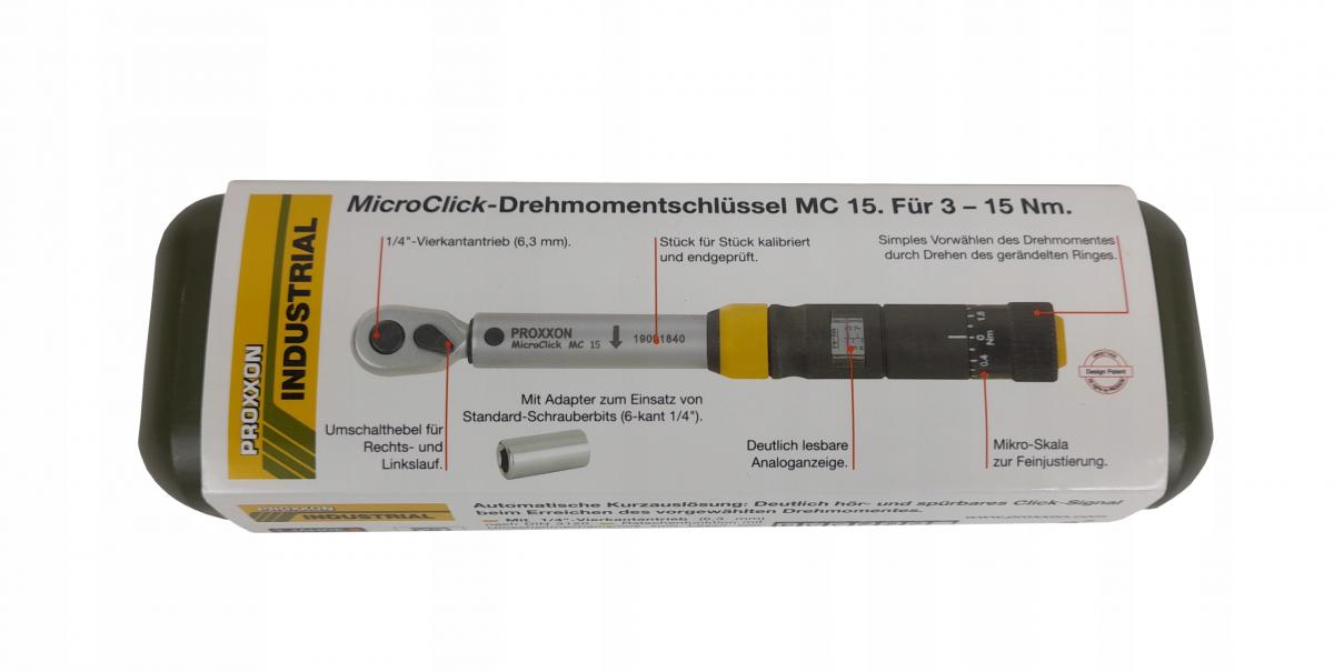 Klucz dynamometryczny 3 - 15 Nm PROXXON MicroClick 15 1/4 cala
