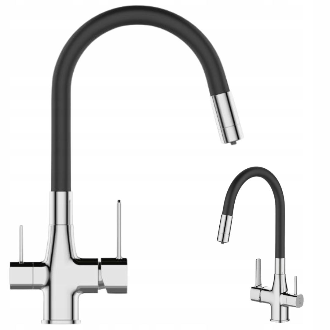 INVENA BATERIA ZLEWOZMYWAKOWA Z FILTREM GLAMOUR TREND, CHROM / CZARNA