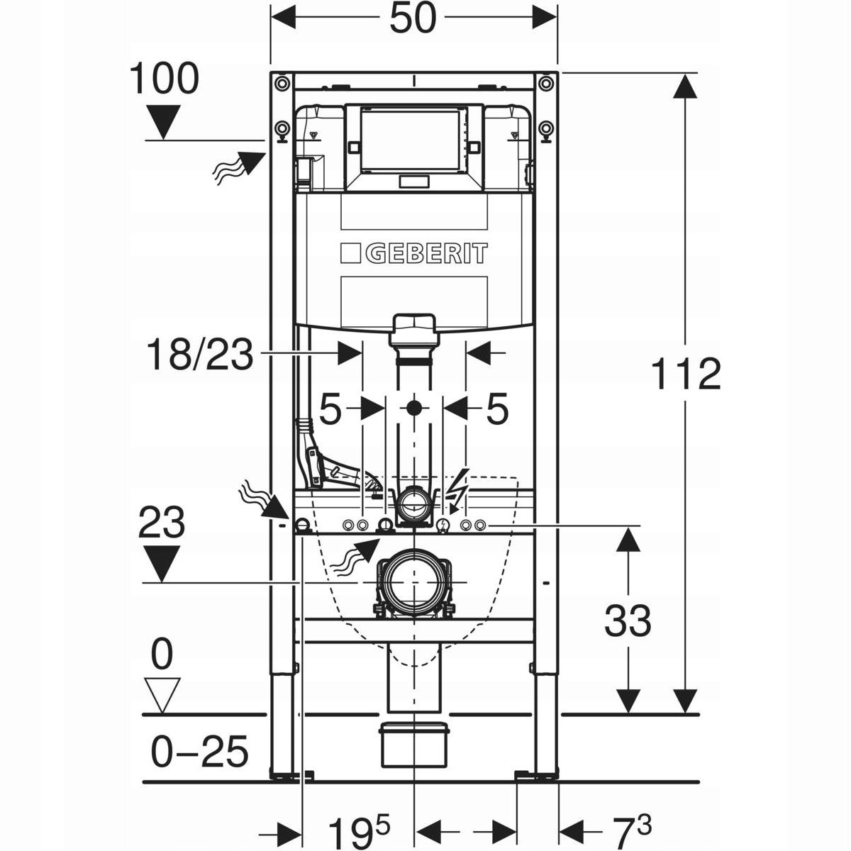 GEBERIT Stelaż podtynkowy Geberit Duofix do WC, Omega 12cm, H112