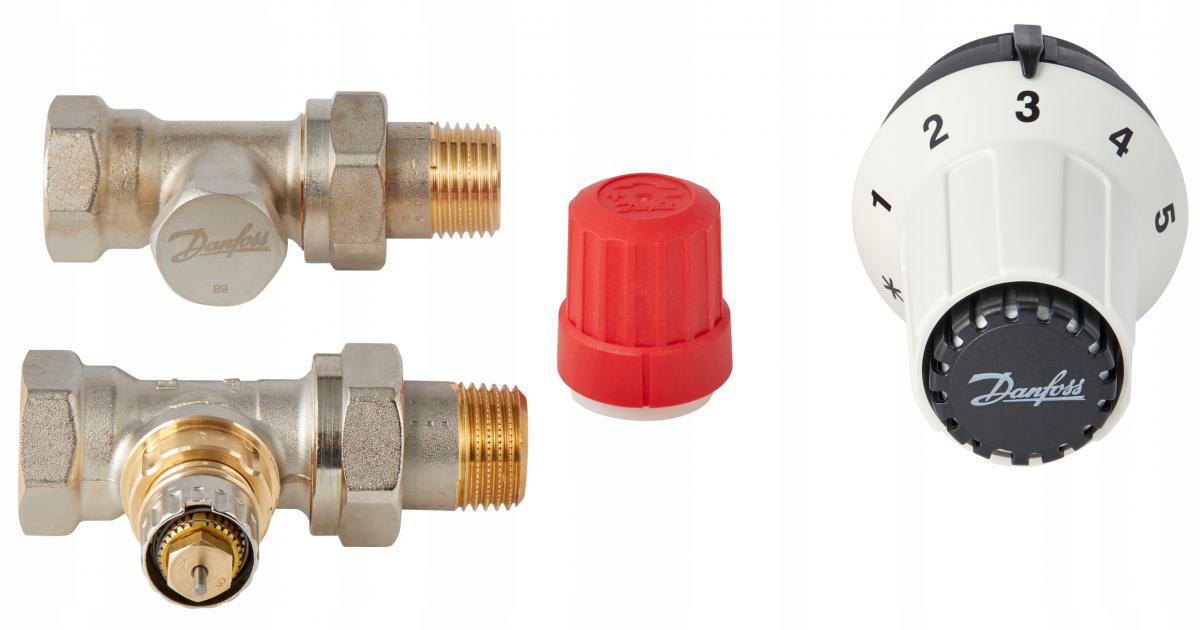 Zestaw termostatyczny lewy(dwa zawory + głowica) Danfoss X-tra Collection d