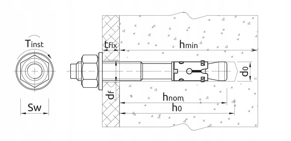 Kotwa opaskowa R-XPT M8x95 mm, Stal węglowa, Ocynk galwaniczny, Opcja 7 OPK