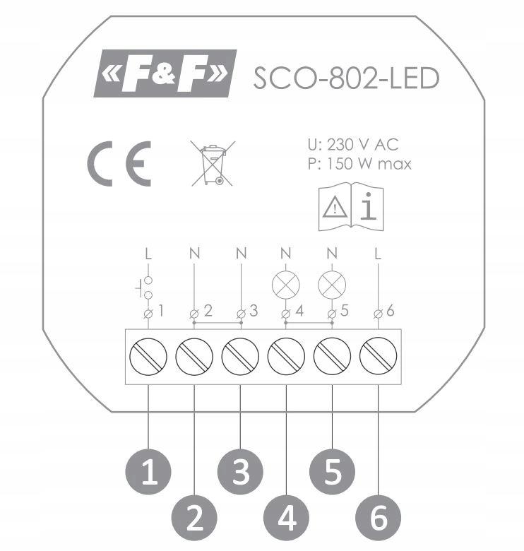 Ściemniacz oświetlenia SCO-802-LED do źródeł światła LED, z pamięcią ustawi
