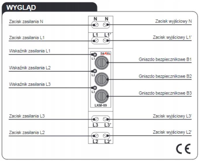 ZAMEL Wskaźnik zasilania zabezpieczony bezpiecznikami LKM-09-40