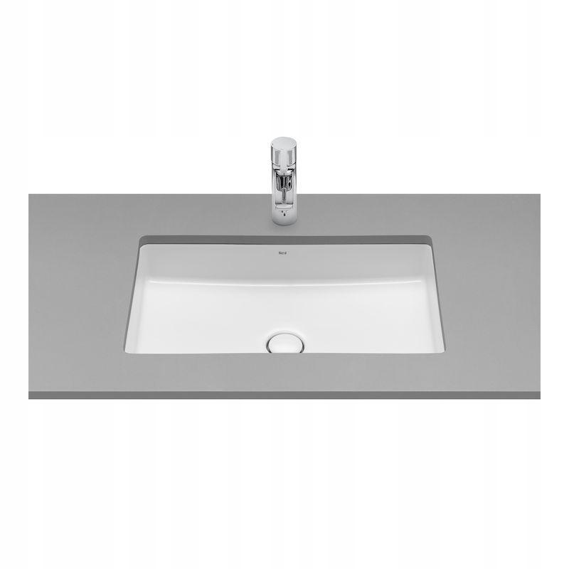 Umywalka podblatowa INSPIRA SQUARE 54x32cm, b/otw., b/przel. Biały ROCA