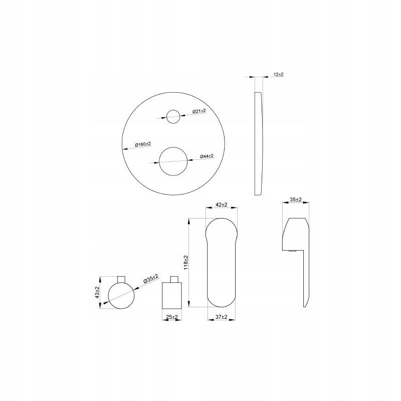 Bateria natryskowa INVENA podtynkowa SIROS 2-funkcyjna 48h