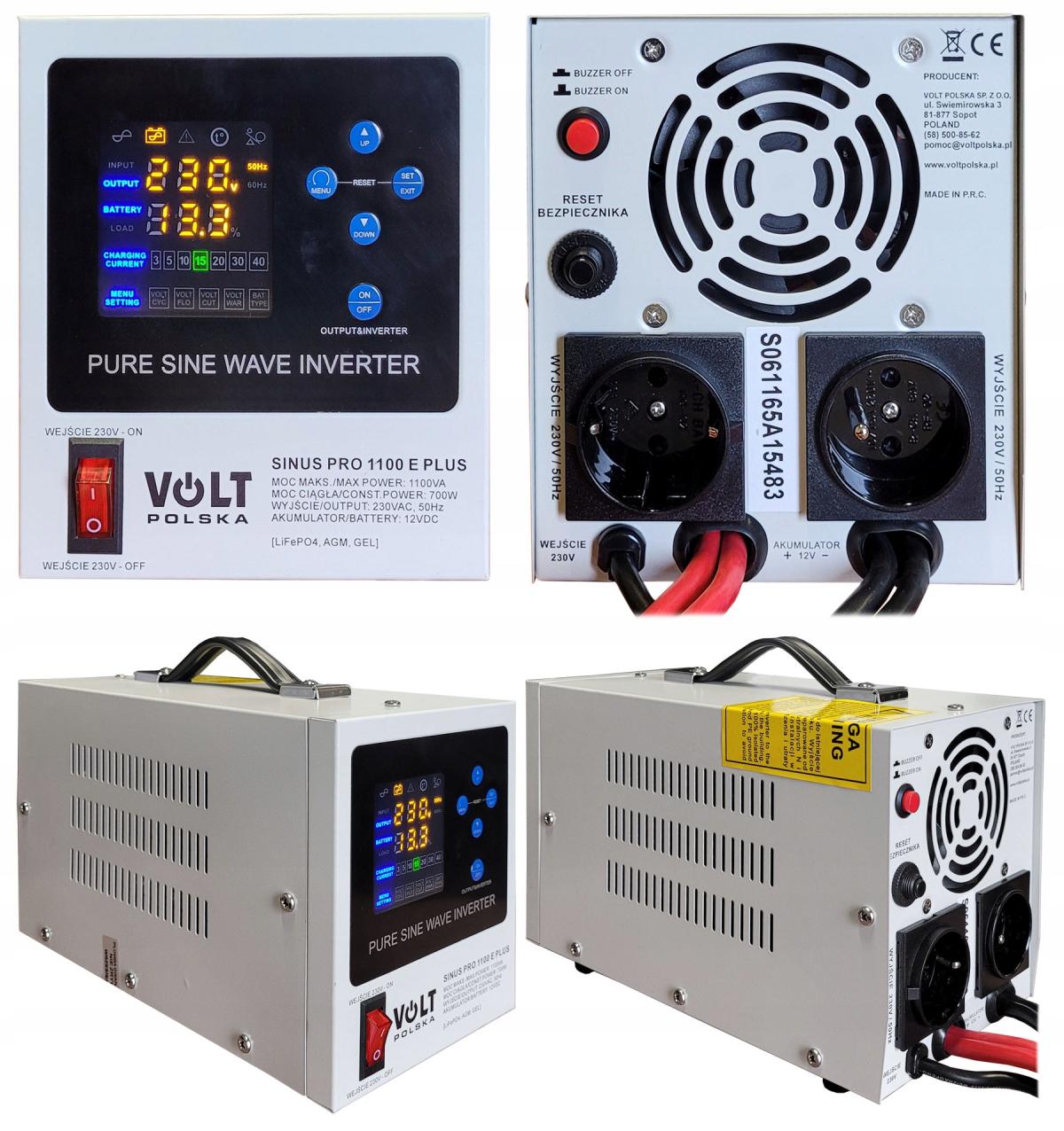 Zasilacz awaryjny SINUS PRO 1100 E PLUS 12/230V (700/1100W) [AGM, GEL, LiFe