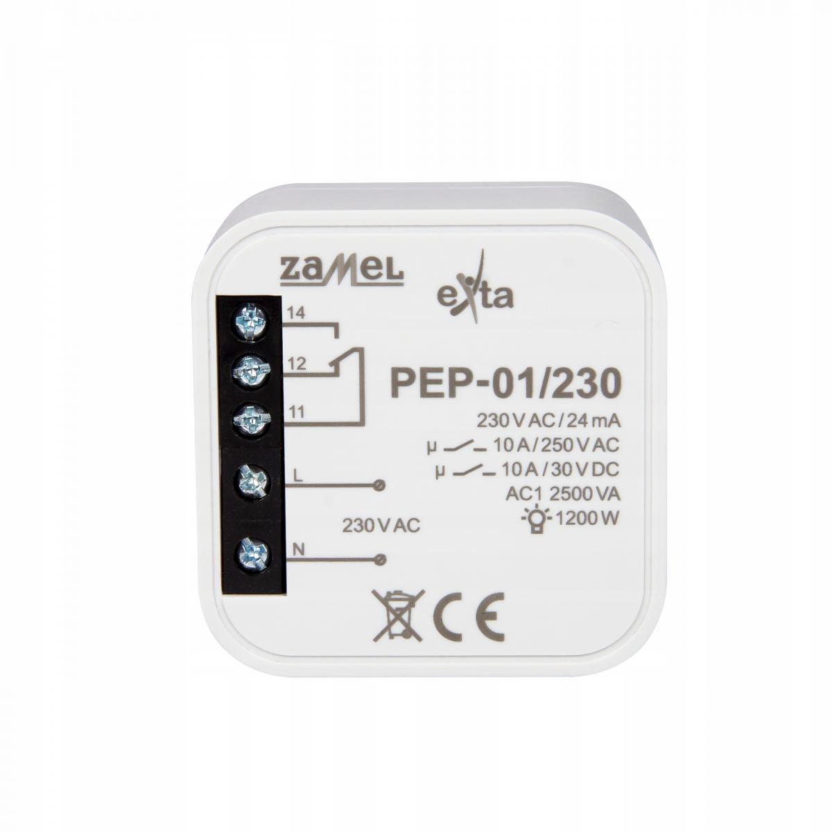 ZAMEL Przekaźnik elektromagnetyczny dopuszczalny 230VAC, 10A PEP-01/230