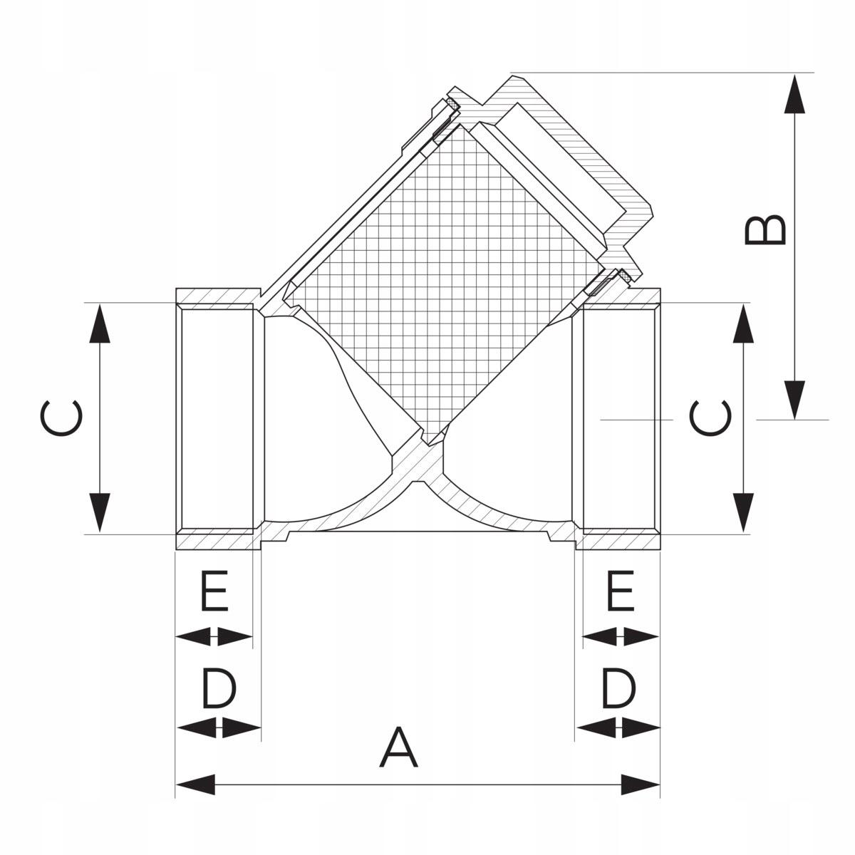 FERRO Filtr skośny siatkowy, nakrętno-nakrętny, DN80, G3