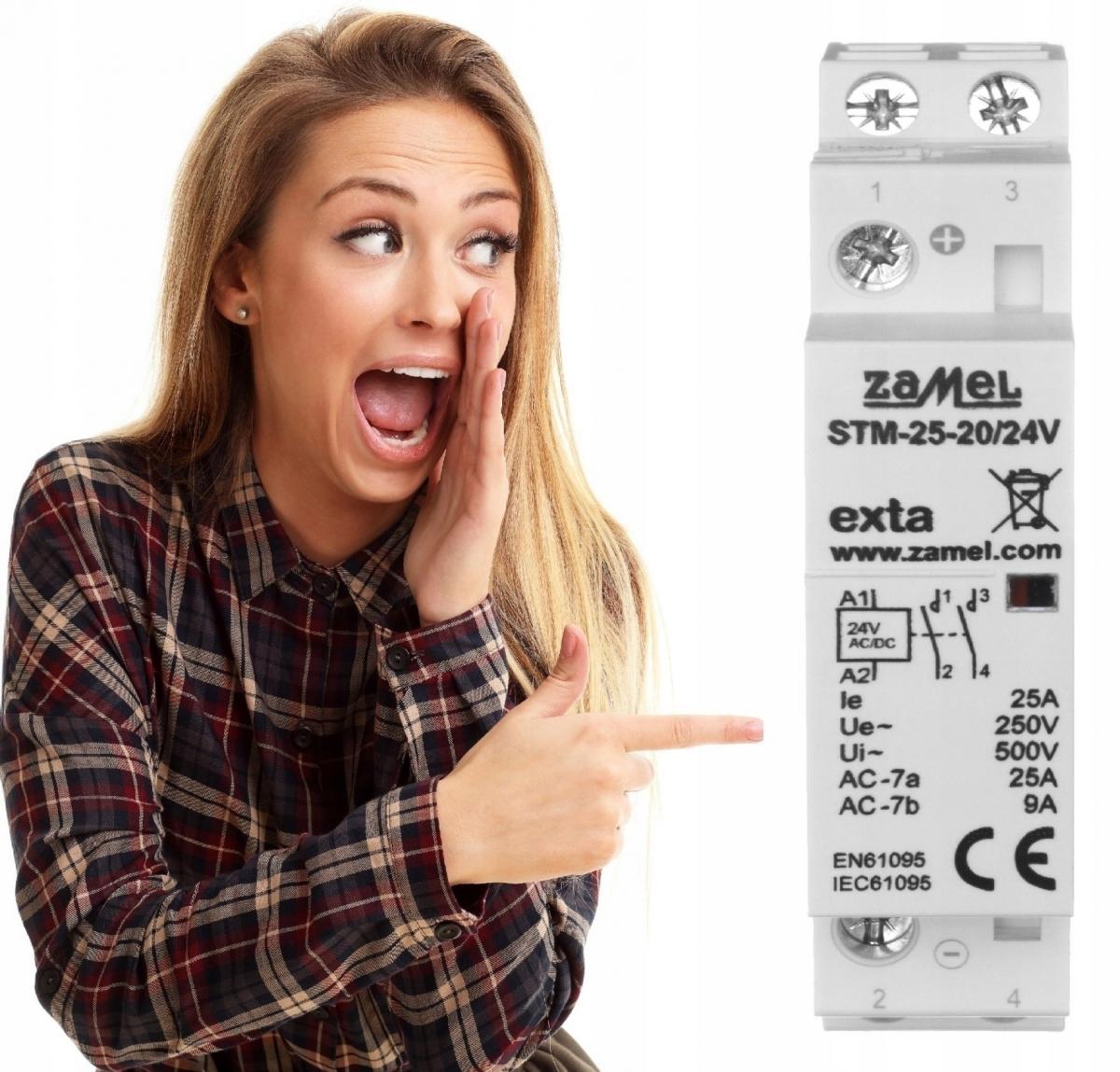ZAMEL Stycznik modułowy instalacyjny 25A, 2xNO, 24V AC/DC STM-25-20/24V