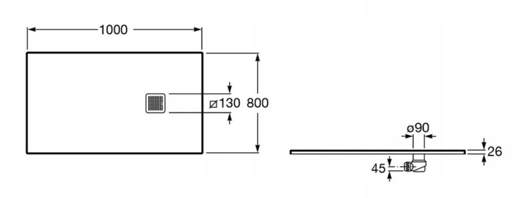 Brodzik prysznicowy kompozyt STONEX prostokąt 80x100x2.6cm TERRAN syfon