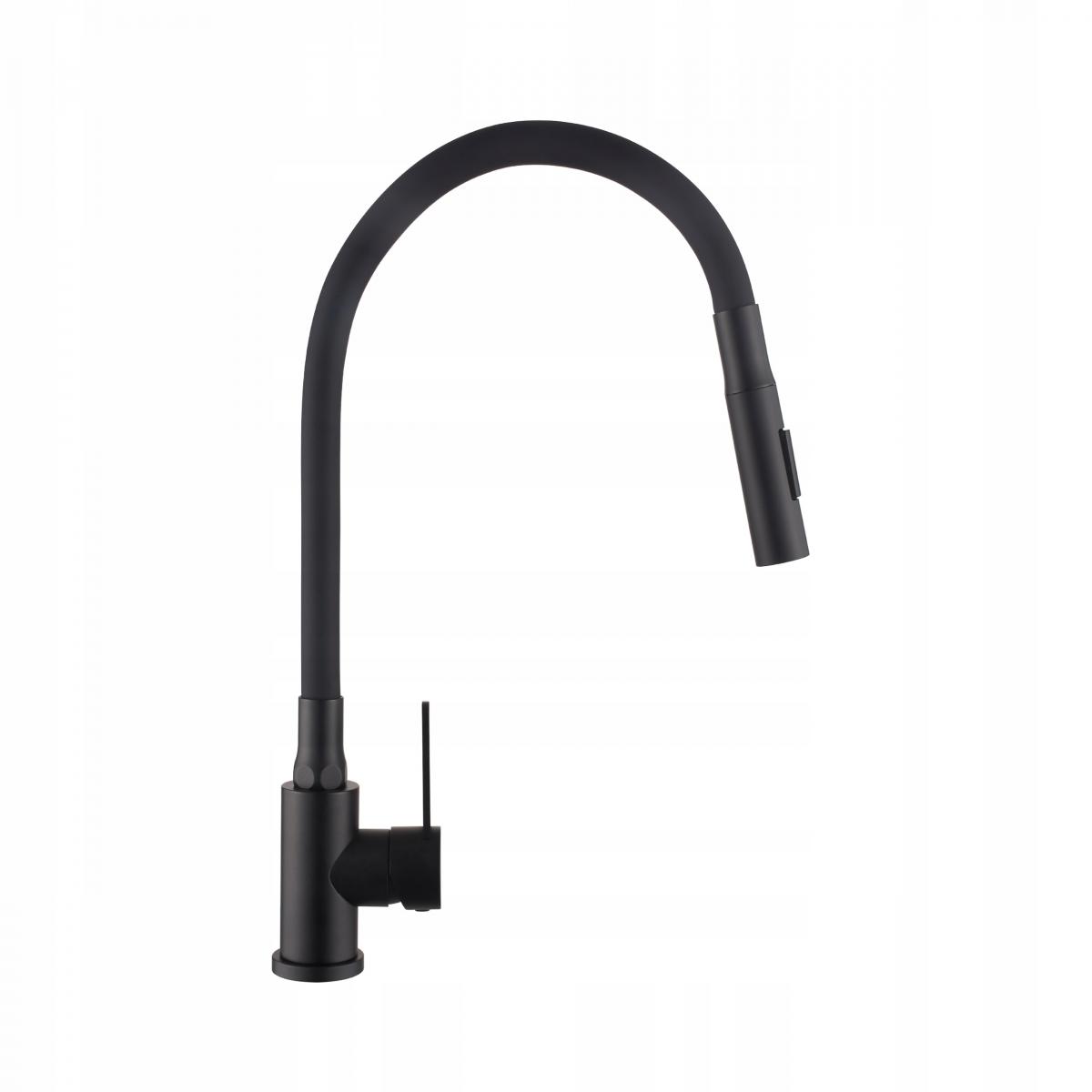 INVENA BATERIA ZLEWOZMYWAKOWA DALIS Z RUCHOMĄ 2F WYLEWKĄ, CZARNA