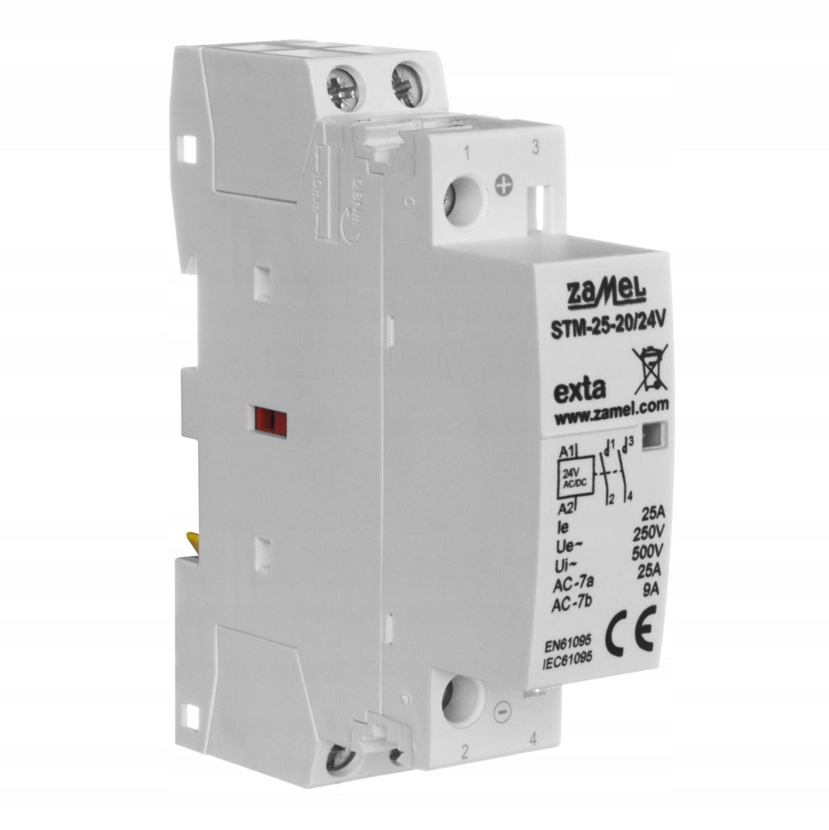 ZAMEL Stycznik modułowy instalacyjny 25A, 2xNO, 24V AC/DC STM-25-20/24V