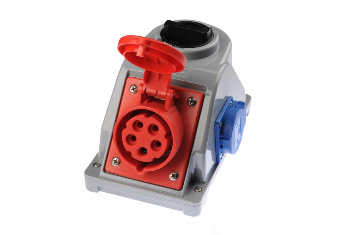 Gniazdo stałe z wyłącznikiem typ Combo-Pol 16A 400V 3P+Z+N, gniazdo 230V