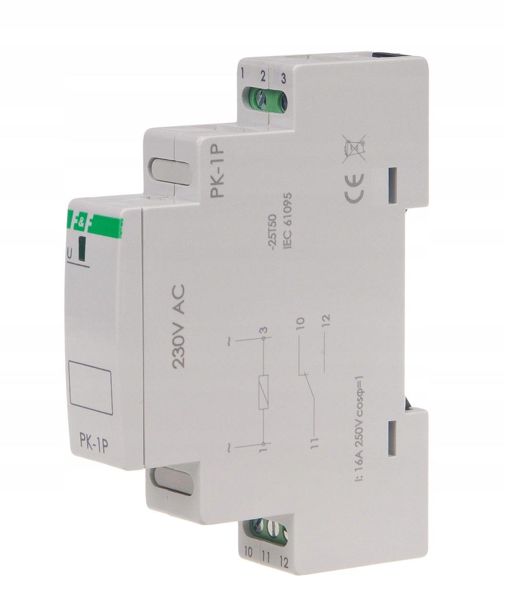 F&F Przekaźnik elektromagnetyczny PK-1P 230V AC, styk: 1P I=16A, 1 moduł