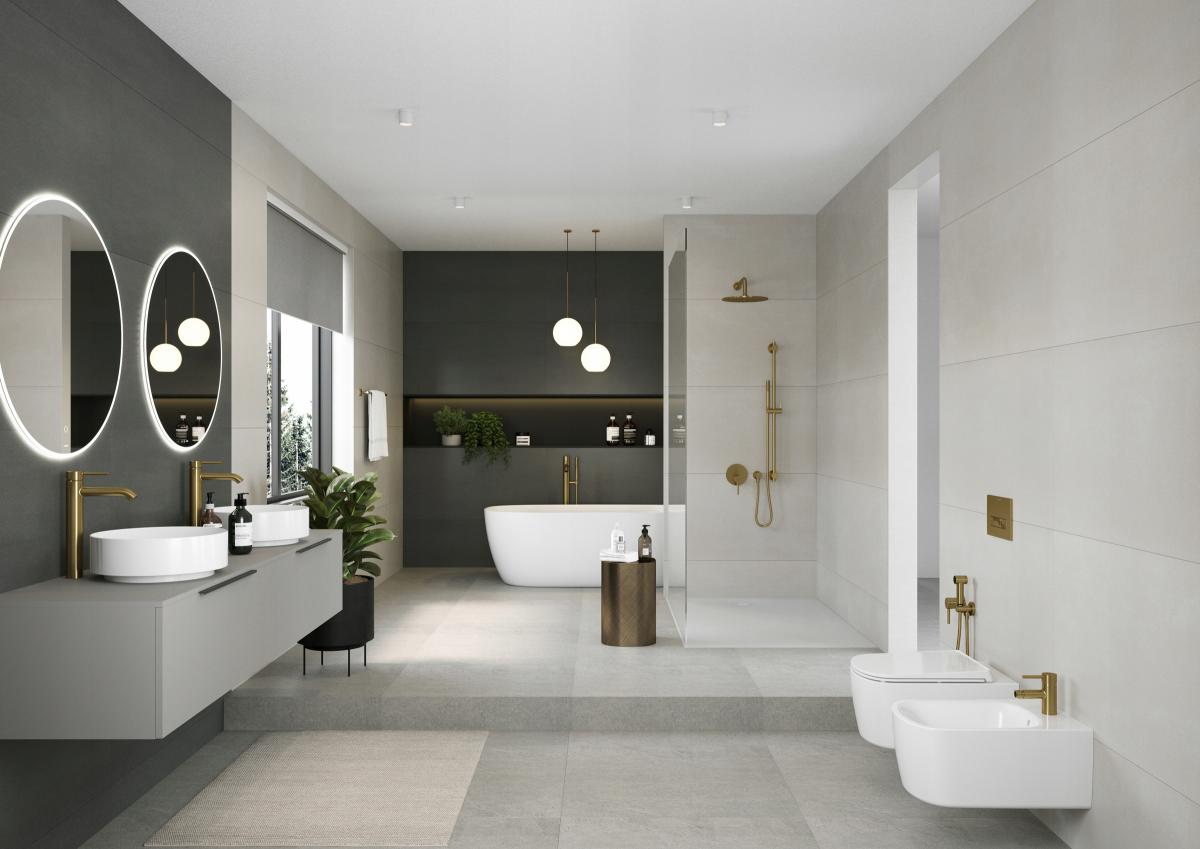 Bateria umywalkowa ścienna KLUDI BOZZ 1-uchwytowa 2-otw złoty szczotkowany