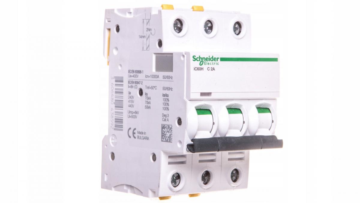 SCHNEIDER ELECTRIC Wyłącznik nadprądowy iC60H-C2-3 C 2A 3-biegunowy