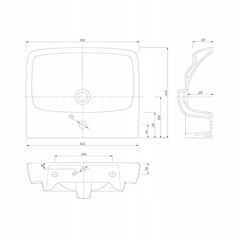 Geberit Umywalka NOVA PRO 55 x 44 cm PROSTOKĄT 48h