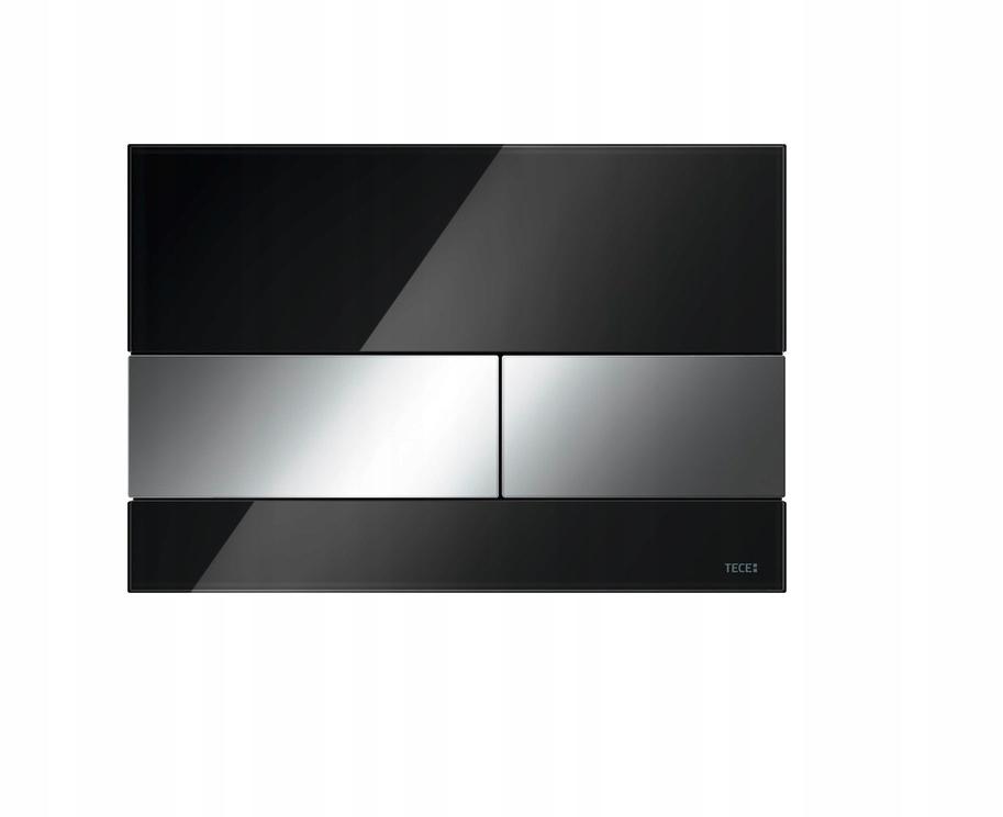 Przycisk spłukujący TECE square podwójny, szklany do WC szkło czarny/chrom