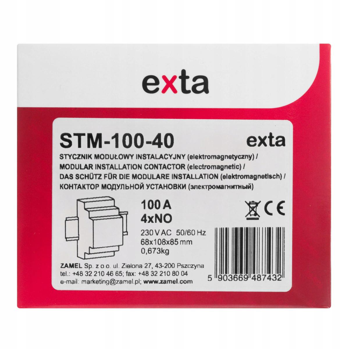ZAMEL Stycznik modułowy instalacyjny 100A, 4xNO, 230V AC STM-100-40
