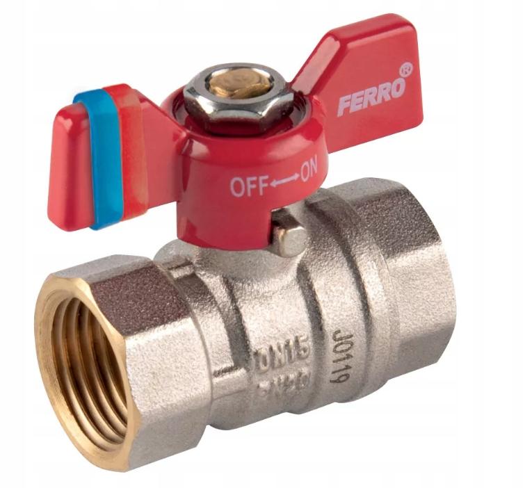 Kurek kulowy nakrętno-nakrętny z motylkiem, 1/2, F-Comfort