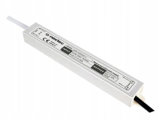 NEXTEC Zasilacz LED wodoodporny SLIM IP67 12V 3,3A 40W