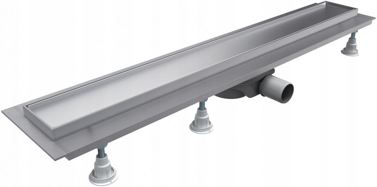 Odpływ liniowy Base-Low Standard Plus 60x8 prostokąt z mask do zab płytkami